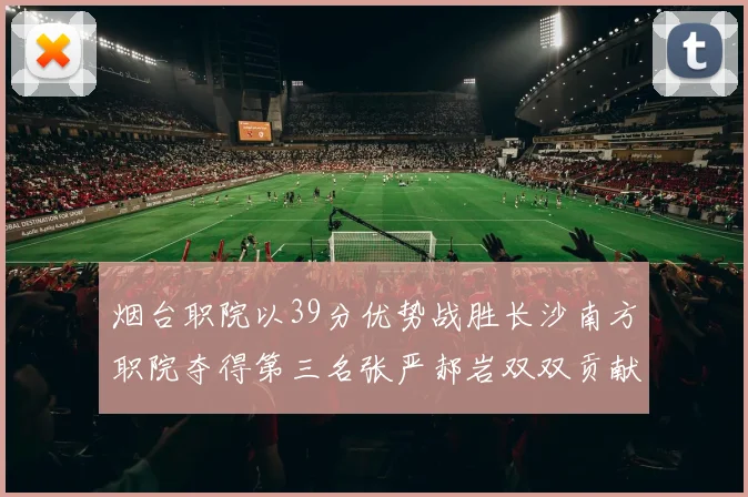 烟台职院以39分优势战胜长沙南方职院夺得第三名张严郝岩双双贡献27分